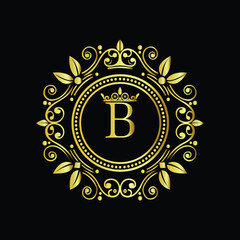 Golden star compass design on an abstract background vector illustration LOGO B