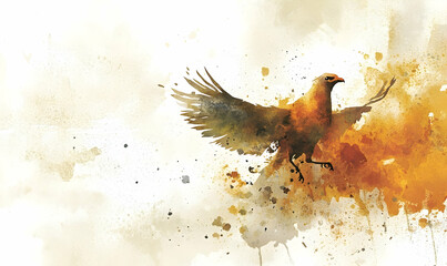 Watercolor bird in flight
