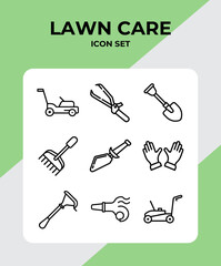 Landscaping And Gardening Lawn Care Lawn Mowing, Lawn Mower, Yard Work, Grass, Lawn, Sprinkler, Sod, Landscaper, Homeowner, Landscaped Yard Line Icons