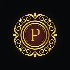 Vector illustration of a burning candle with a meaningful symbol LOGO P