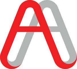 Abstract red and gray interlocking letter a logo design