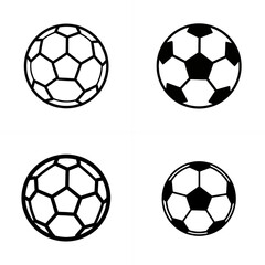 Set of four soccer ball illustrations in different styles  