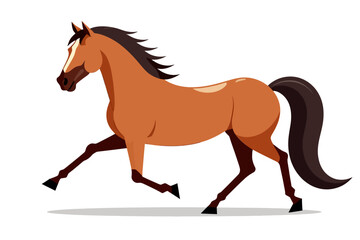 Cartoon Horse Illustration- Brown Horse Running- Vector Art for Children's Books- Animated Horse Image- Equine Character Design- Farm Animal Graphic