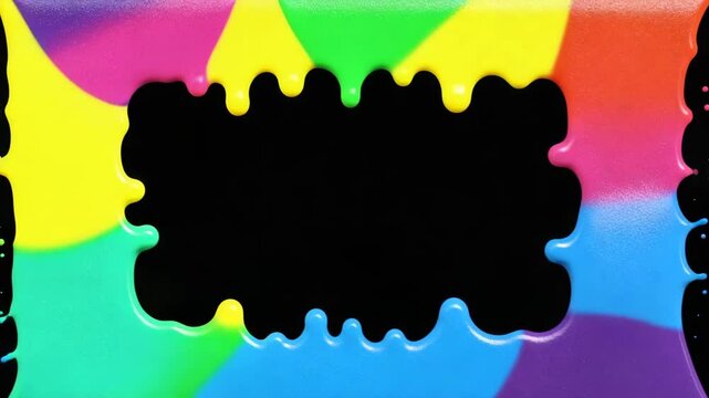Vibrant Rainbow Swirl Background with Black Centerpiece