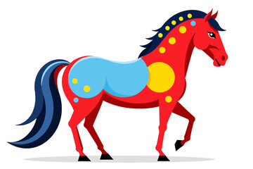 Colorful Cartoon Horse Illustration- Red and Blue Horse Clipart- Whimsical Animal Design- Ideal for Kids Projects- Playful Horse Graphic Art- Unique Horse Illustration_