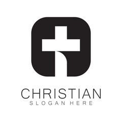 Obraz premium Christian Church logo creative Cross design vector