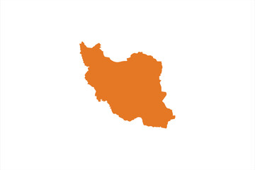 Obraz premium Orange Silhouette Map of Iran on White Background