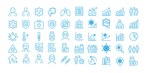 Covid-19 Virus Medical Healthcare Line Icons Set - Editable Stroke Vector 3