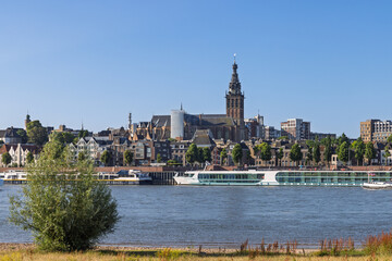 The magnificent Stevenskerk church dominates the historic skyline of Nijmegen, Netherlands, as...