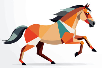 Obraz premium Geometric Horse Illustration-Abstract Horse Art-Colorful Polygon Animal Design-Modern Horse Vector Graphic-Unique Horse Image for Creative Projects
