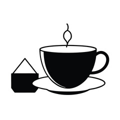 black tea cup and teabag vector graphic 
