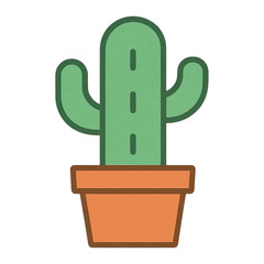 Cactus in Pot Icon – Flat Desert Plant Illustration for UI Design and Nature Themes