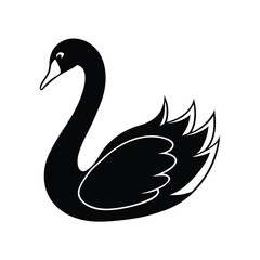 elegant black swan vector illustration silhouette