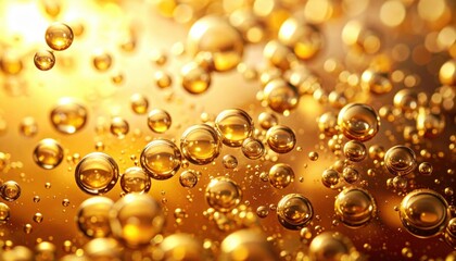 Naklejka premium Golden Bubbles With Sunlight Illumination