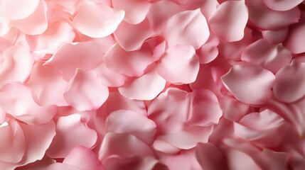 Fototapeta premium A close-up view of delicate soft pink rose petals scattered beautifully, evoking feelings of romance, tenderness, and elegance, perfect for floral-themed décor and celebrations.