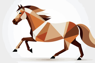 Geometric Horse Art- Modern Polygonal Equine Illustration - Abstract Running Horse Graphic - Unique Animal Design for Art Lovers- Brown Tones