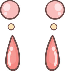 two pink earrings icon, cartoon style