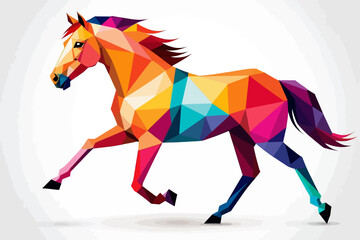 Colorful Polygonal Horse Art-Abstract Geometric Horse Illustration-Modern Horse Design in Vibrant Colors-Unique Equine Artwork for Home Decor