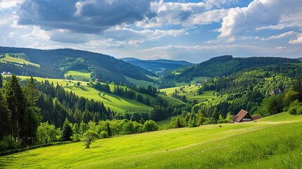 Naklejka premium Scenery of the Black Forest in Germany: Enchanting Landscapes, Historic Villages, and Natural Wonders in Southern Germany