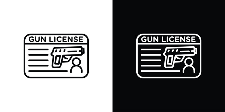 Gun license icon in black. flat graphic vector icon