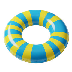 Fototapeta premium Yellow and Blue Striped Inflatable Pool Ring Summer Fun Accessory
