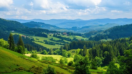 Fototapeta premium Scenery of the Black Forest in Germany: Enchanting Landscapes, Historic Villages, and Natural Wonders in Southern Germany