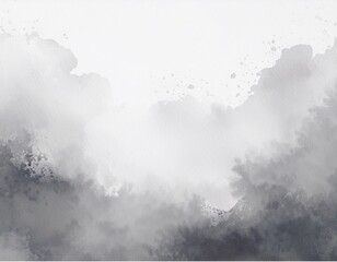 hand painted white watercolor background blotches of gray paint with watercolor paper texture grunge abstract cloudy border design