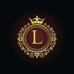 Fototapeta premium A golden star symbol, vector illustration of a glowing neon sign for an award badge design LOGO L