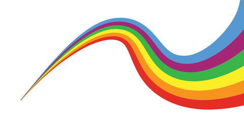 Happy Pride Month Celebration Banner Design With Cartoon Man Riding Bicycle And Holded Rainbow Flag On White Background.