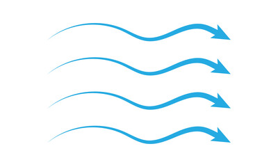 Obraz premium Set of black and blue arrow showing air or wind flow. Air conditioner direction. Isolated on white&nbsp;background&nbsp;.&nbsp;EPS&nbsp;10&nbsp;. 