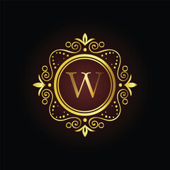 Golden star symbol vector illustration on an abstract background LOGO W