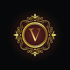 Golden star symbol vector illustration on an abstract background LOGO V