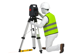 Construction Worker Using Total Station for Land Surveying in a Safety Vest and Hard Hat
