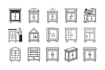 Cabinet Icon set on white background