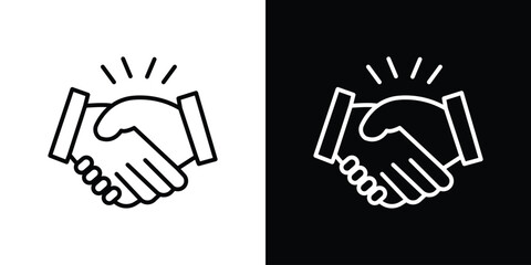 Obraz premium Handshake icon in black. flat graphic vector icon