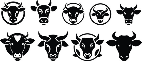 Fototapeta premium Bull head logo set vector illustration