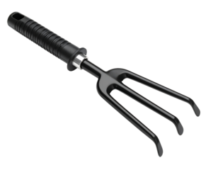Durable Black Handheld Garden Fork with Ergonomic Grip for Efficient Digging and Cultivating Soil
