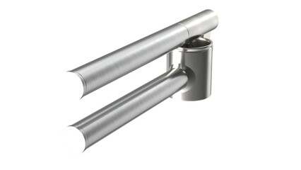 A modern metallic handrail design, showcasing sleek lines and a minimalist aesthetic.