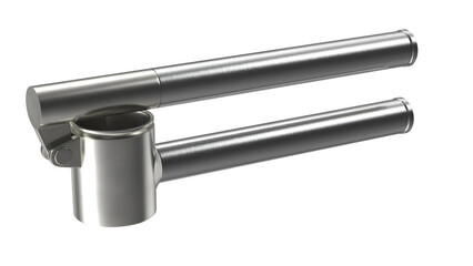 A sleek metallic tool designed for extracting juice from citrus fruits.