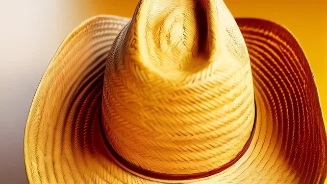 Close-up of a woven straw cowboy hat
