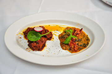 Delicious Indian Cuisine Spicy Lamb and Prawn Curry