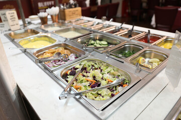 Self Service Buffet Restaurant Salad Bar with Various Sauces