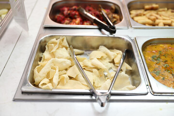 Indian Buffet Food Chapatis Papadums Curry Dishes