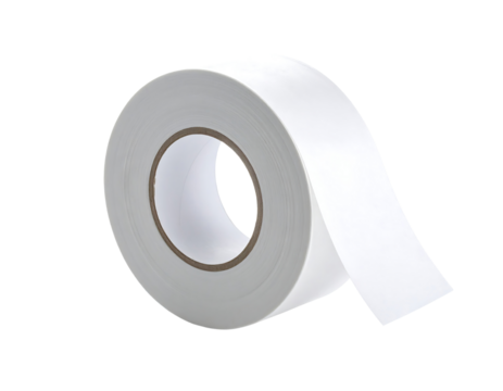 Roll of Plain White Adhesive Paper Tape Isolated on a Clean Background for Various Crafting Projects