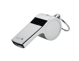Sleek and Polished Metal Whistle with Keyring for Sports and Safety Applications