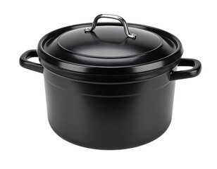 Black Cooking Pot with Lid for Kitchen Use, Ideal for Stews, Soups, and Casseroles Cooking Needs