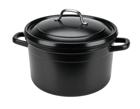 Black Cooking Pot with Lid for Kitchen Use, Ideal for Stews, Soups, and Casseroles Cooking Needs