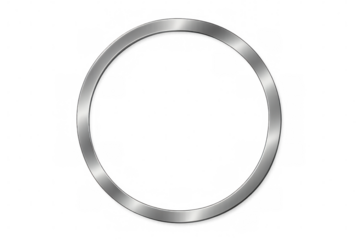 Shiny silver ring creating a circular border on a transparent background, perfect for highlighting images or text