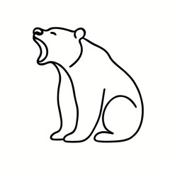 Fototapeta premium Minimalist Line Art of Yawning Bear for Modern Decor