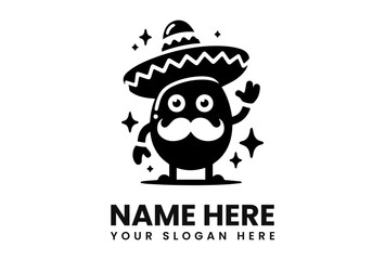 Cartoon character with sombrero, mustache, waving hand, and stars, presented as a logo or mascot.